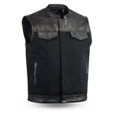 49/51 Vest Motorcycle Leather Canvas Vest Men's Canvas Vests First Manufacturing Company S Black