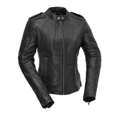 Biker - Women's Leather Motorcycle Jacket Women's Leather Jacket First Manufacturing Company XS Black