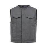 Lowside Men's Motorcycle Canvas Vest (Gray)