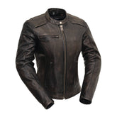 Trickster Motorcycle Leather Jacket Women's Leather Jacket First Manufacturing Company XS Black/Olive