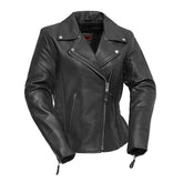 Allure Women's Motorcycle Leather Jacket Garage Sale First Manufacturing Company XS Black