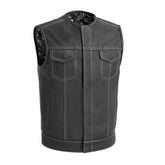 Bandit Men's Leather Motorcycle Vest Men's Leather Vest First Manufacturing Company White S