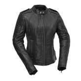 Biker - Women's Motorcycle Leather Jacket Women's Leather Jacket First Manufacturing Company XS Black