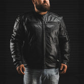 Chaos - Men's Leather Motorcycle Jacket Men's Leather Jacket First Manufacturing Company Black S
