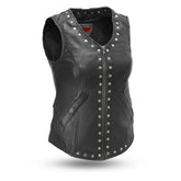 Empress Women's Motorcycle Leather Vest Women's Leather Vest First Manufacturing Company XS Black