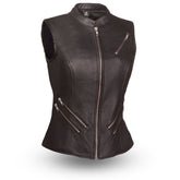 Fairmont Women's Motorcycle Leather Vest Women's Leather Vest First Manufacturing Company XS Black