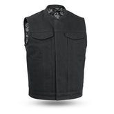 Highland V2 Men's Motorcycle Canvas Vest Men's Canvas Vests First Manufacturing Company S Black