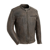 Hipster Men's Motorcycle Leather Jacket Men's Leather Jacket First Manufacturing Company Olive Distressed Brown S
