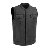 Hotshot Men's Motorcycle Leather Vest Men's Leather Vest First Manufacturing Company S Black