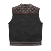 Hunt Club Motorcycle Leather Canvas Vest Black/Red Men's Canvas Vests First Manufacturing Company S Black