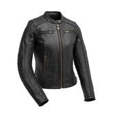 Jada - Women's Motorcycle Leather Jacket Women's Perforated Jacket First Manufacturing Company XS Black