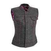 Jessica Women's Motorcycle Leather Vest - Pink - Limited Edition Women's Leather Vest First Manufacturing Company XS
