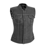 Jessica Women's Motorcycle Leather Vest - White - Limited Edition Women's Leather Vest First Manufacturing Company XS
