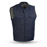Kershaw Men's Motorcycle Denim Vest Men's Denim Vest First Manufacturing Company S Blue
