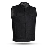 Kershaw Men's Motorcycle Denim Vest Men's Denim Vest First Manufacturing Company S Black