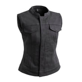 Lexy Women's Motorcycle Twill Vest Women's Twill Vest First Manufacturing Company XS Black