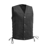 Lone Star Men's Motorcycle Twill Vest Men's Twill Vest First Manufacturing Company S Black