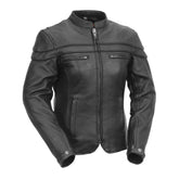 Maiden - Women's Motorcycle Leather Jacket Women's Leather Jacket First Manufacturing Company XS Black