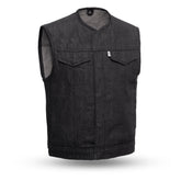 Murdock - Men's Motorcycle Denim Vest Men's Denim Vest First Manufacturing Company XS Black