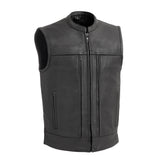 Rampage - Men's Motorcycle Leather Vest Men's Leather Vest First Manufacturing Company S Black