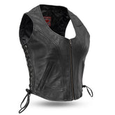 Raven Women's Motorcycle Leather Vest Women's Leather Vest First Manufacturing Company