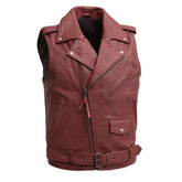 Roller - Men's Motorcycle Leather Vest Men's Leather Vest First Manufacturing Company XS Red