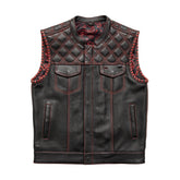 Sinister - Men's Motorcycle Leather Vest Men's Leather Vest First Manufacturing Company Black Red S