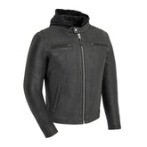 Street Cruiser Men's Motorcycle Leather Jacket Men's Leather Jacket First Manufacturing Company Black S