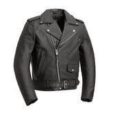Superstar Men's Motorcycle Leather Jacket Men's MC Jacket First Manufacturing Company Black XXS