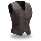 Sweet Sienna Women's Motorcycle Leather Vest Women's Leather Vest First Manufacturing Company XS Black