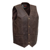Texan Brown Men's Motorcycle Western Style Leather Vest Men's Western Vest First Manufacturing Company S
