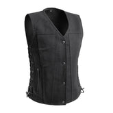 Tiff Women's Motorcycle Twill Vest Women's Twill Vest First Manufacturing Company XS Black