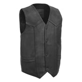 Tombstone Men's Motorcycle Western Style Leather Vest Men's Western Vest First Manufacturing Company S Black