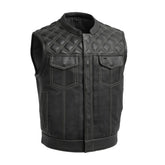 Upside Perforated Men's Club Style Leather Vest Men's Leather Vest First Manufacturing Company Grey S