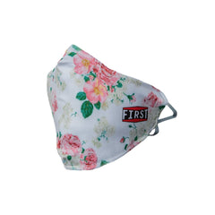 2-Ply Peach/White Floral Reusable Non-Medical Breathable & Elastic Ear Bands Face Masks (5-Pcs Pack) Face Mask First Manufacturing Company   