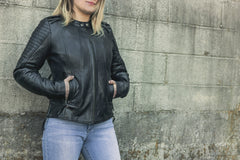 Biker - Women's Leather Motorcycle Jacket Women's Leather Jacket First Manufacturing Company   