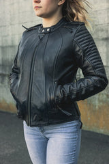 Biker - Women's Leather Motorcycle Jacket Women's Leather Jacket First Manufacturing Company   