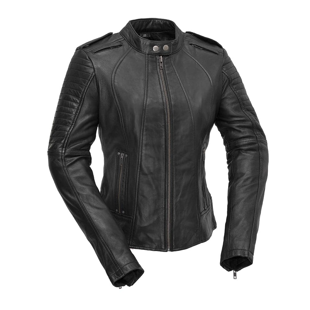Biker - Women's Leather Motorcycle Jacket Women's Leather Jacket First Manufacturing Company XS Black 