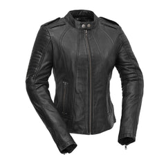 Biker - Women's Leather Motorcycle Jacket Women's Leather Jacket First Manufacturing Company XS Black 