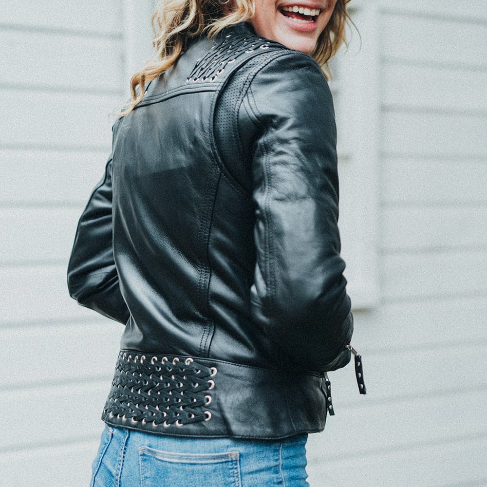 Black Widow - Women's Leather Motorcycle Jacket Women's Leather Jacket First Manufacturing Company   