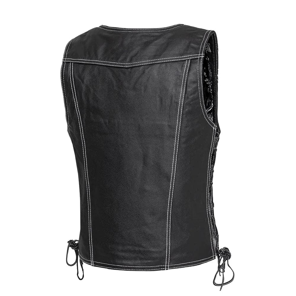 Cindy Women's Leather Motorcycle Vest - White Women's Leather Vest First Manufacturing Company   