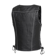 Cindy Women's Leather Motorcycle Vest - White Women's Leather Vest First Manufacturing Company   