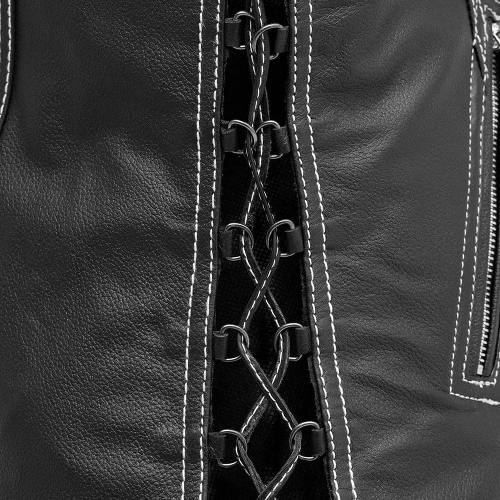Cindy Women's Leather Motorcycle Vest - White Women's Leather Vest First Manufacturing Company   