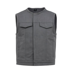 Lowside Men's Motorcycle Canvas Vest (Gray)