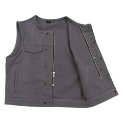 Lowside Men's Motorcycle Canvas Vest (Gray)