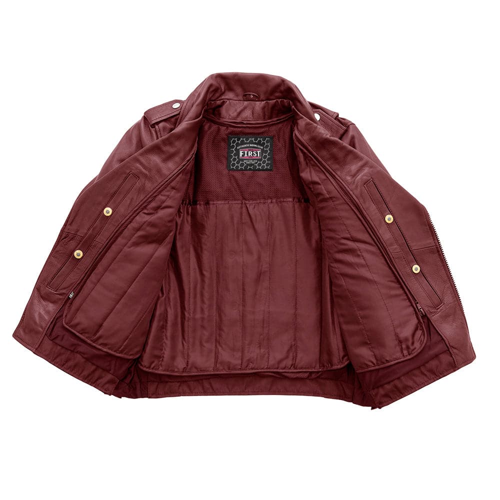 Popstar - Women's  Motorcycle Leather Jacket oxblood Women's Leather Jacket First Manufacturing Company   