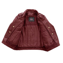 Popstar - Women's  Motorcycle Leather Jacket oxblood Women's Leather Jacket First Manufacturing Company   