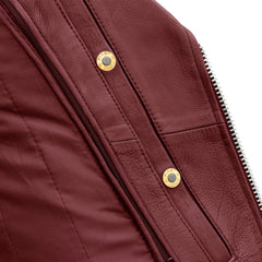 Popstar - Women's  Motorcycle Leather Jacket oxblood Women's Leather Jacket First Manufacturing Company   