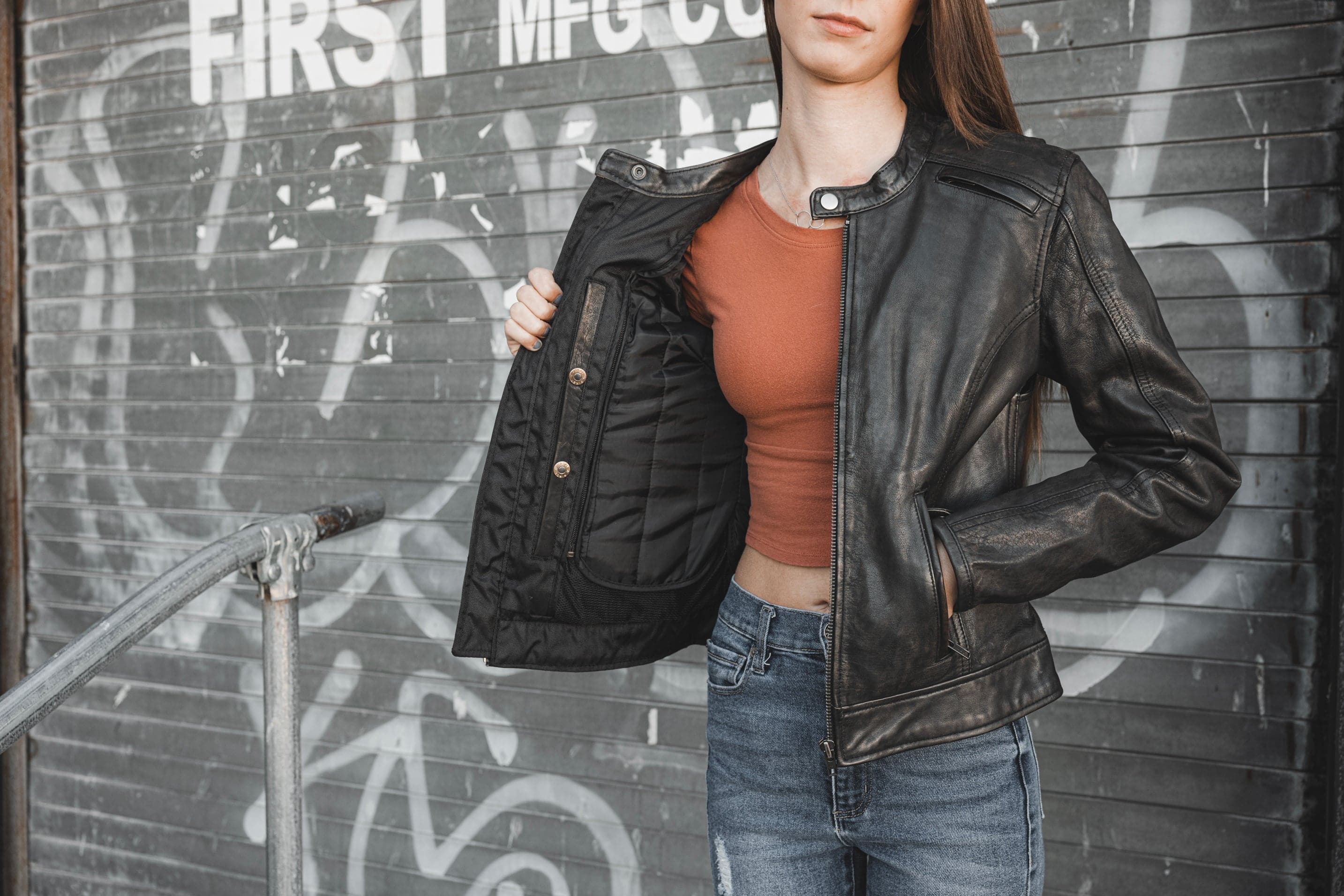 Trickster Motorcycle Leather Jacket Women's Leather Jacket First Manufacturing Company   