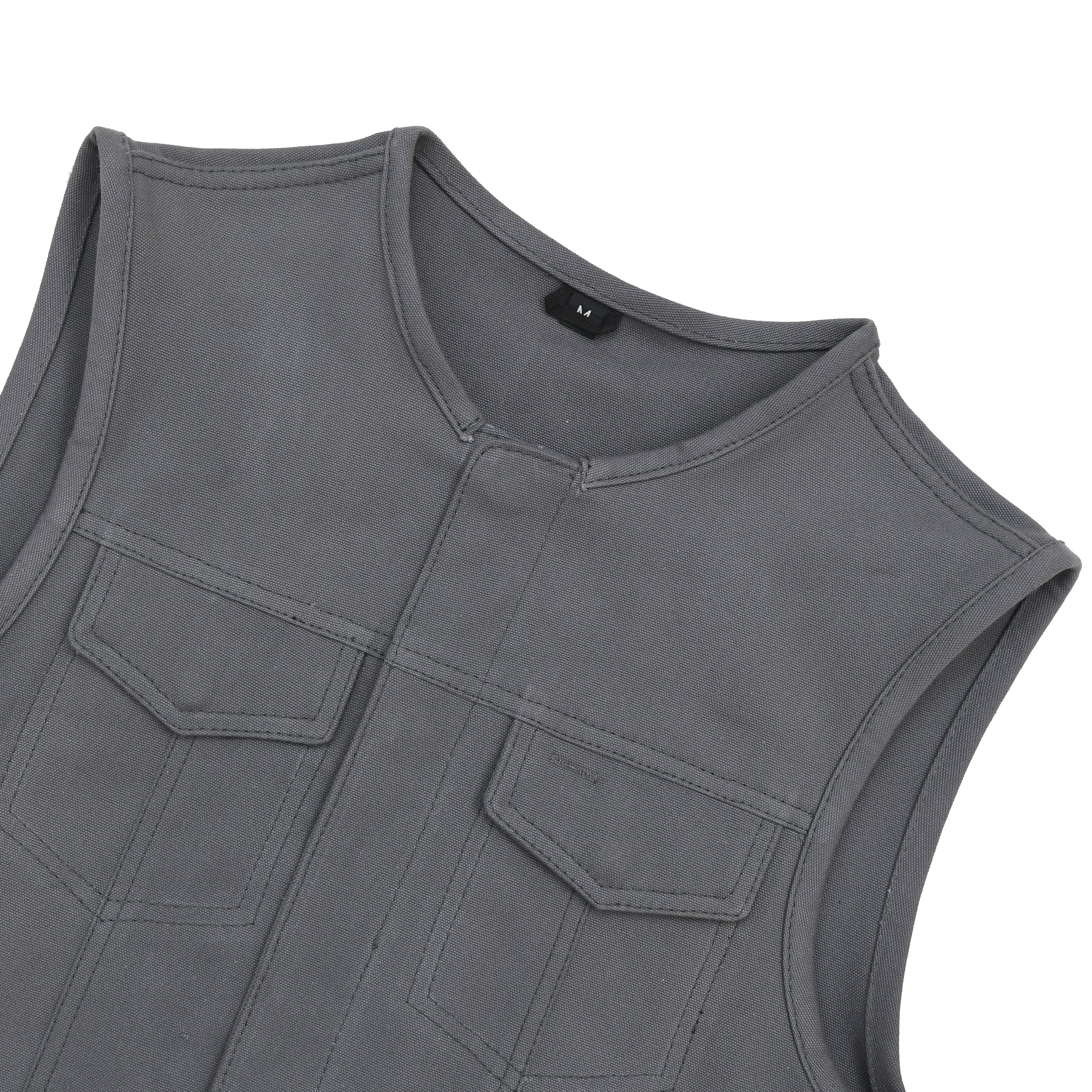 Lowside Men's Motorcycle Canvas Vest (Gray)